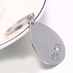 Laser Engraving Blank Keychain Stainless Steel Rose Gold Dog Paw DIY Pendant Tags QR Code Fashion Custom Blank <b>Metal</b> <b>Key</b> <b>Chains</b> - Product Image 4