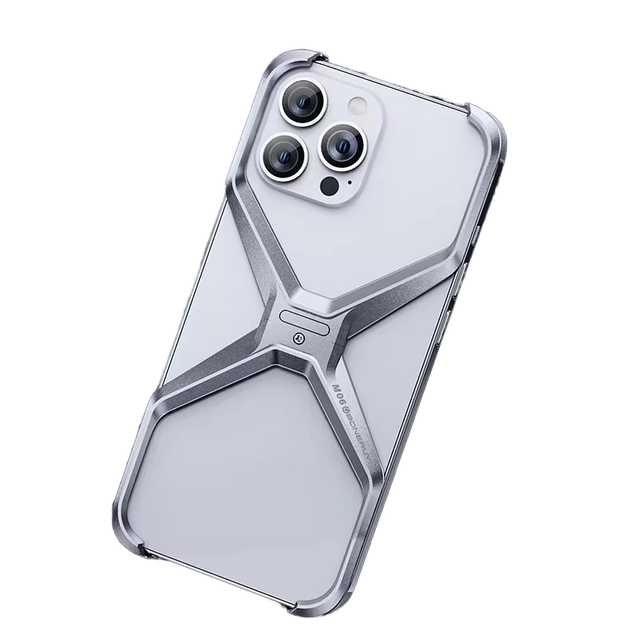 2025 New Metal Lightweight Simple X Shape Phone Case Frameless Aluminum Alloy Mobile Phone Cover for iPhone 14 15 16 Pro Max