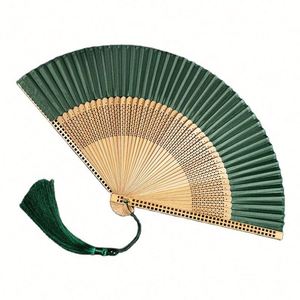 Éventail pliant en bambou de style japonais traditionnel, écologique, naturel, fait main, imprimé sur mesure, avec motifs de tuiles de mahjong, artisanat chinois peint - Product Image 1