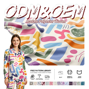 Tissu en polyester acétate soyeux tissé imprimé, léger, antistatique, avec doublure en satin, idéal pour les vêtements et uniformes des filles et des garçons - Product Image 1