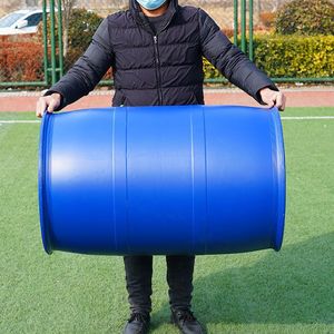 Fût en plastique HDPE de qualité alimentaire 200L, cylindrique, bleu, pour emballage de déchets chimiques liquides - Product Image 1