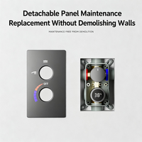 Système de douche thermostatique encastré en laiton massif encastré affichage numérique cascade ensemble mural jet de pluie pour hôtels