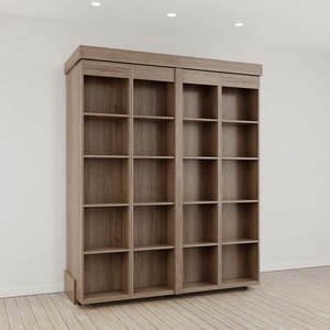 La cama de biblioteca Cama Murphy plegable doble Librería Cama de pared Madera Convertible moderna Diseñado para el estudio - Product Image 4