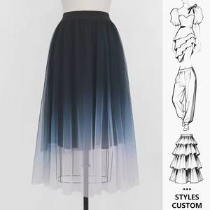 Jupes en tulle pour femmes, sur mesure OEM, à dégradé de couleurs, <span class=keywords><strong>mi</strong></span>-longues, à taille haute élastique, plissées, en maille fluide, coupe trapèze, pour soirée, longues jupes <span class=keywords><strong>tutu</strong></span> - Product Image 2