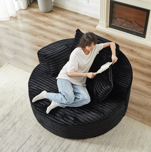 Corduroy Foam Single Swivel Chair, Fluffy Modern <b>Sleeper</b>, 360 Degree Swivel Chair for Living Room - Product Image 4