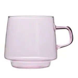 Glass Cups Coffee ODM/OEM 350ml Custom Blown Heat Resistant Espresso Borosilicate Amber Clear Glass Coffee Mug Cup With Handle