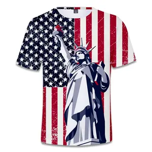 Fitspi新しいデザインアメリカの自由の女神Tシャツ卸売在庫3Dプリントアメリカの自由の女神サプライヤー中国から