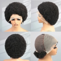 Perruques courtes coupe pixie en cheveux humains, perruques afro en dentelle frontale, vente en gros, perruques brésiliennes brutes pas chères, sans colle, pour femmes noires