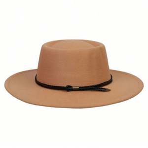 Wholesale Wide 10cm Brim Polyester/Cotton Fedora Hats for Women Image Casual Party Water <b>Drop</b> Shape Retroexcavadora Sauna Hat - Product Image 1
