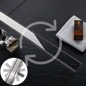 Drenaje de Ducha Delgado de 90 cm, Drenaje de Piso de Acero Inoxidable con Posibilidad de Instalación en Ángulo, Drenaje de Doble Cara con Sifón Autolimpiante y Antiolores, Tamaños 60-100 - Product Image 4