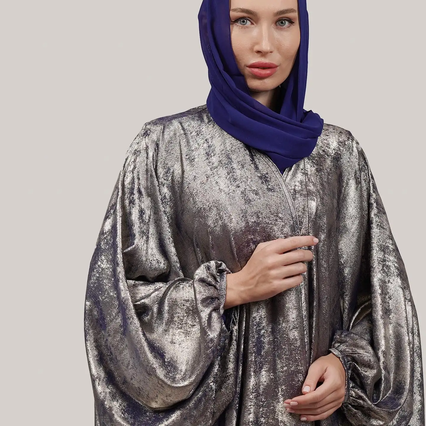무슬림 여성을위한 이슬람 박쥐 슬리브 오픈 아바야 두바이 2024 맞춤형 디자인