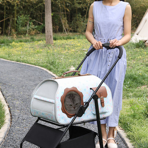 Pet Stroller Semi Circle Cloth Handle <b>Trolley</b> For Dogs Cats 7kg Above Print Pattern - Product Image 1