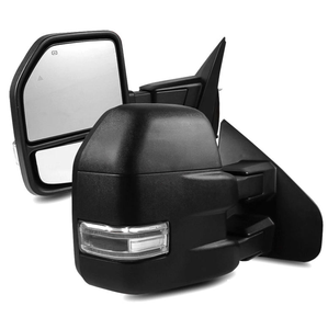 Espejos Laterales Telescópicos Negros para F150 2015-2018, 8 Pines, Eléctricos, con Calefacción, Intermitentes, Nueva Alta Calidad, 1 Año de Garantía - Product Image 1