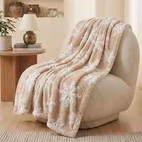 Plaid en flanelle jacquard flocon de neige beige, couverture douce et confortable pour canapé-lit, décoration d'intérieur pour les fêtes d'hiver, vente en gros