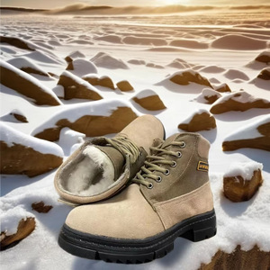 Bottes de neige pour hommes, chaudes, antidérapantes, à bout rond, mi-hautes, pour l'extérieur, couleur marron, sélection de tailles - Product Image 4