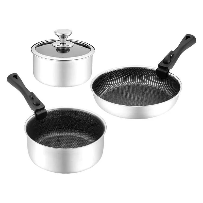 Large Capacity Home Use 304 Stainless Steel Honeycomb Cookware Set For Kitchen