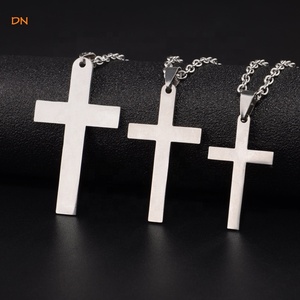 Dina Spedizione Rapida Nuovo Arrivo Collana da Uomo in Acciaio Inossidabile Placcato Argento con Croce di Gesù, Stile Hip-hop Semplice, Antiossidante - Product Image 1