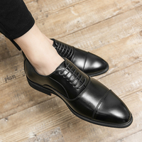 Chaussures habillées Oxford pour hommes en cuir PU à bout pointu et bout renforcé, à lacets, pour mariage, bureau et affaires, grandes tailles