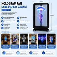 Vitrine d'affichage holographique synchronisée 100CM, double effet visuel 3D, support de sol LED intérieur pour publicité en magasin, HDR10+ 1080P 360