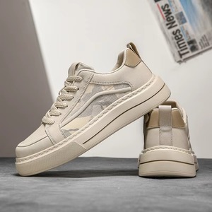 Baskets rétro bicolores à plateforme pour homme, chaussures de marche d'extérieur avec lacets épais tissés, bordure cousue et semelle extérieure en caoutchouc antidérapante - Product Image 1