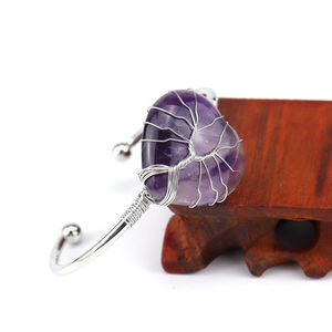 Hecho a mano respetuoso con el medio ambiente alambre de cobre <span class=keywords><strong>herida</strong></span> Natural piedra Original cristal amatista melocotón corazón amor pulsera - Product Image 3