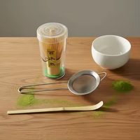 Fouet en bambou Chasen avec support en acier inoxydable Artcome /Cuillère/Support, ensemble de 5 fouets à matcha japonais avec bol à matcha