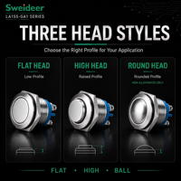 Sweideer, fabricant OEM de boutons-poussoirs métalliques personnalisés, interrupteur LED en acier inoxydable de 16 mm, 19 mm, 22 mm avec borne à vis