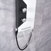 Panneau de douche mural de luxe en acier inoxydable poli avec jets de massage en cascade, pour appartement, hôtel, villa, style moderne et doux