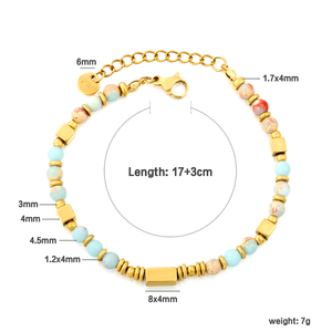 Pulsera de Cadena Ajustable de Acero Inoxidable Impermeable y Antideslustre con Cuentas Estilo Boho, Suministro a Granel de Fábrica, Logotipo Personalizado, Venta al por Mayor - Product Image 3