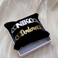 Brazalete Personalizado YBcustom ODM con Nombre, para Mujer, Bonito Brazalete de Acero Inoxidable Chapado en Oro con Corazón Infinito y Letra Invertida