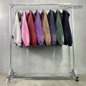 Vêtements pour hommes 2023 vêtements d'hiver épaissi Spray teint usé Double tête fermeture éclair marque de mode hommes pull lavé à capuche pour hommes - Product Image 2