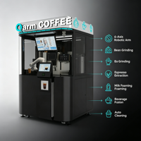 Robot à café entièrement automatique à bras unique Qarm COFFEE |   Distributeur automatique de café fraîchement moulu en espace fermé pour boissons chaudes/froides