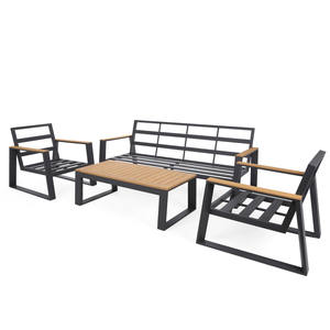 Canapé <span class=keywords><strong>de</strong></span> <span class=keywords><strong>jardin</strong></span> imperméable avec table d'appoint, ensemble <span class=keywords><strong>de</strong></span> conversation pour patio, groupe <span class=keywords><strong>de</strong></span> sièges d'extérieur, ensemble <span class=keywords><strong>de</strong></span> bistrot pour terrasse, canapé en métal pour balcon - Product Image 4