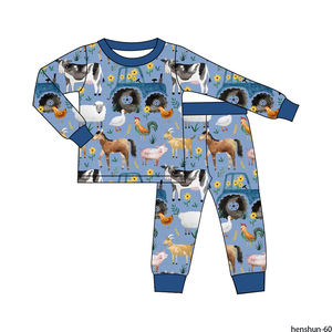 ウェイウェイカスタム卸売バレンタインデー子供服セット女の子用竹繊維長袖ズボンパジャマ2点セット - Product Image 1