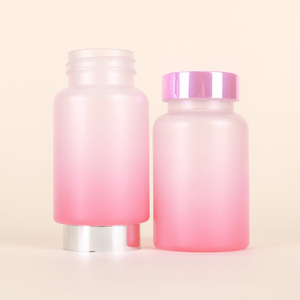 Pink Frosted High Quality Customized Capsule <b>Bottle</b> Pharmaceutical Packaging PET Plastic For Health Product With Screw Cap - Product Image 3