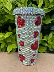 20 colores 17oz Acero inoxidable brillo verde Cristal Diamantes de imitación vasos mujeres Bling grandes diamantes de imitación <span class=keywords><strong>tazas</strong></span> de café con tapas - Product Image 4