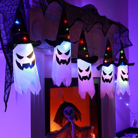 Décoration de lanterne fantôme d'Halloween avec lumières, lampe citrouille suspendue pour centre commercial, école, parc d'attractions, accessoires d'aménagement de scène