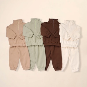 Conjunto Deportivo para Niños al por Mayor Nuevo de Otoño e Invierno con Cremallera Tejido de Punto Suéter con Cuello Alto y Pantalones de Felpa Cepillada Casual - Product Image 2