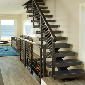 Moderne Treppe Schmiedeeisen Metall Balustrade Treppe Bilder billig Kosten Holz stufen schwarze Farbe - Product Image 1