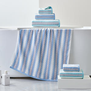 Juego de Toallas de Baño de Algodón Puro, Rayas Degradadas Azul Verde, 70x140 cm, Suaves para la Piel, Uso Doméstico, Toallas Rectangulares Tejidas - Product Image 3