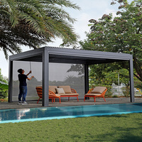 Pergola motorisée en aluminium pour l'extérieur avec lames bioclimatiques rétractables, protection contre le soleil et la pluie