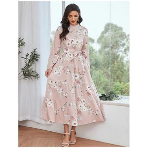 ชุดเดรสแขนยาวผ้าชีฟองสำหรับผู้หญิงชุดเดรสแขนยาวพิมพ์ลายดอกไม้โบฮีเมียนสำหรับฤดูร้อน - Product Image 3