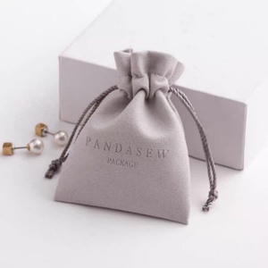 Ultra-fine Double-Sided Recyclable Velvet Jewelry Bags Pouches Cotton <b>Drawstring</b> Closure Custom Logo Packaging for Rings - Product Image 4