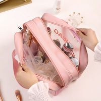 Sacs cosmétiques personnalisés portables en PVC imperméable avec revêtement transparent, pochette de rangement, sac de maquillage transparent, sacs de voyage pour articles de toilette