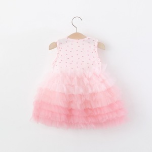 Abito Estivo Traspirante Senza Maniche in Tulle a Strati con Decorazioni Cartoon per Bambine - Product Image 3