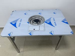 Bàn ăn ngoài trời 2 trong 1 gấp gọn bằng thép không gỉ hình vuông có vỉ nướng kiểu Hàn Quốc, bàn dùng cho nhà hàng và dã ngoại - Product Image 4