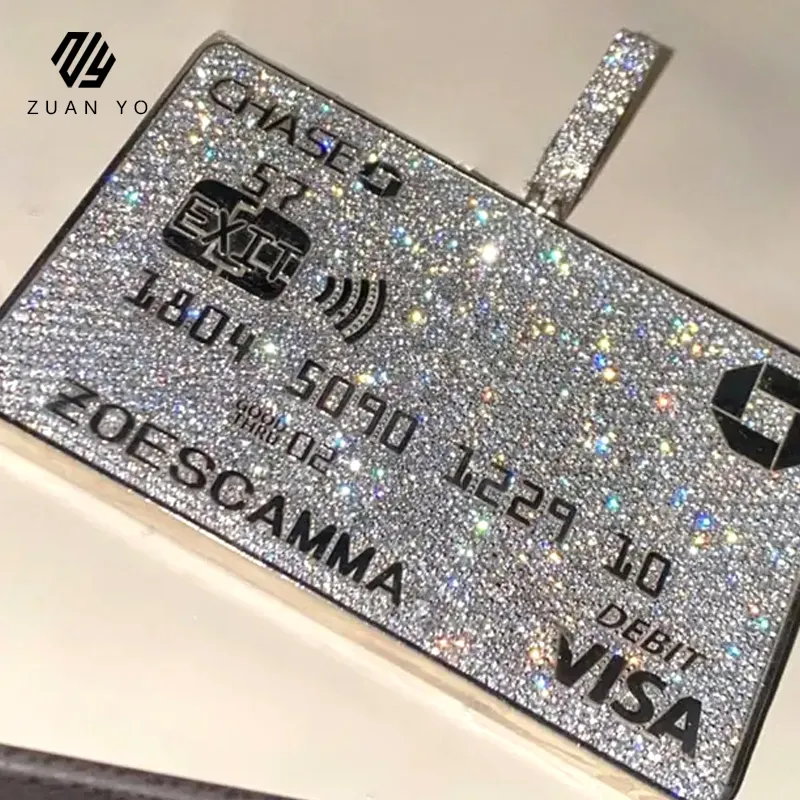 credit card pendant silver 10k 14k 18k custom def vvs moissanite pendant Personalized Name Chain for Men Women iced out pendants