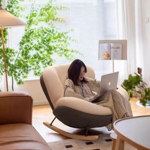 Ghế thư giãn hiện đại phong cách Bắc Âu, ghế bập bênh, ghế sofa đơn, ghế nghỉ ngơi bọc vải dành cho người lớn, nội thất phòng ngủ thư giãn - Product Image 5