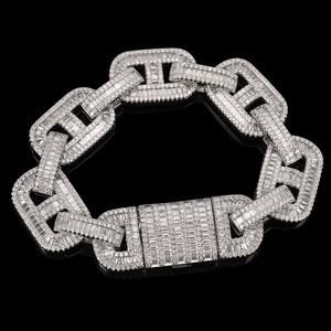 15mm Mixed Inlaid T-shaped Cubic Zirconia Pig Nose Chain High-end Hip-hop Cuban <b>Bracelet</b> Men's Accessory Custom-made - Product Image 4