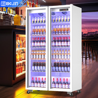 Enfriador de Bebidas BoJin de Doble Puerta con Ventilador y Control Digital de Temperatura para Exhibición en Supermercados Comerciales